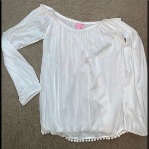 Lilly Pulitzer white long sleeve Pom Pom top